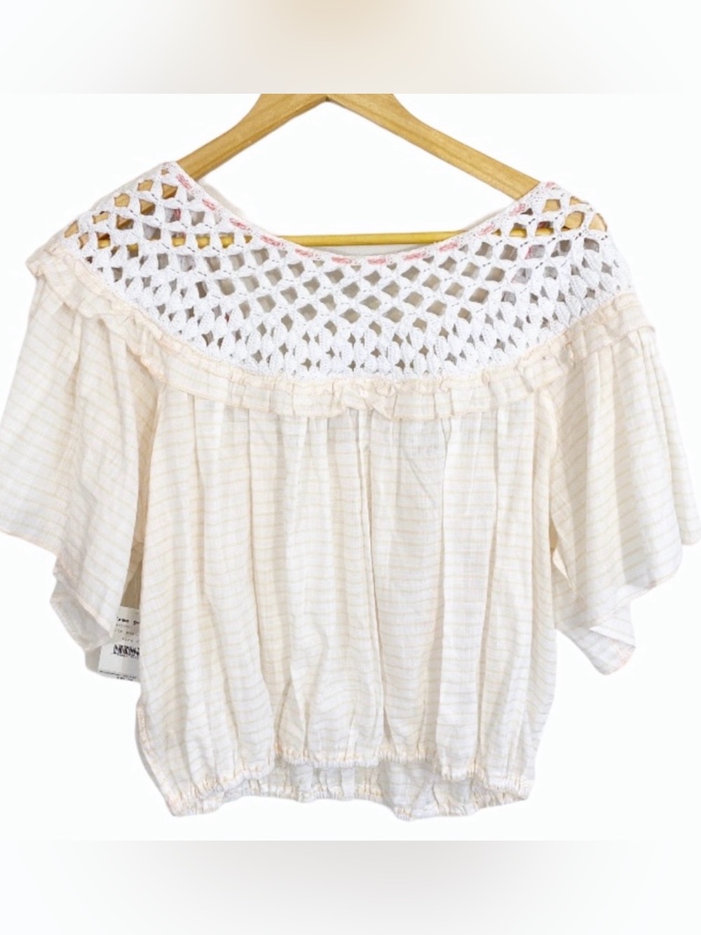 NWT Free People Crochet striped Boho Top - Picture 9 of 13